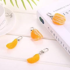 Orange Petal Car Keychain, 2026 New Decorative Fruit Key Holder, Bag Charm Accessory, Men Women Creative Interesting Novelty Stylish Mini Simulated Food Fruit Keychain Key-ring Pendant
