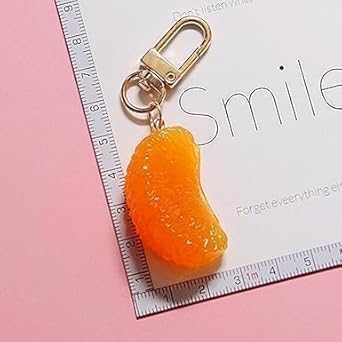 Orange Petal Car Keychain, 2026 New Decorative Fruit Key Holder, Bag Charm Accessory, Men Women Creative Interesting Novelty Stylish Mini Simulated Food Fruit Keychain Key-ring Pendant