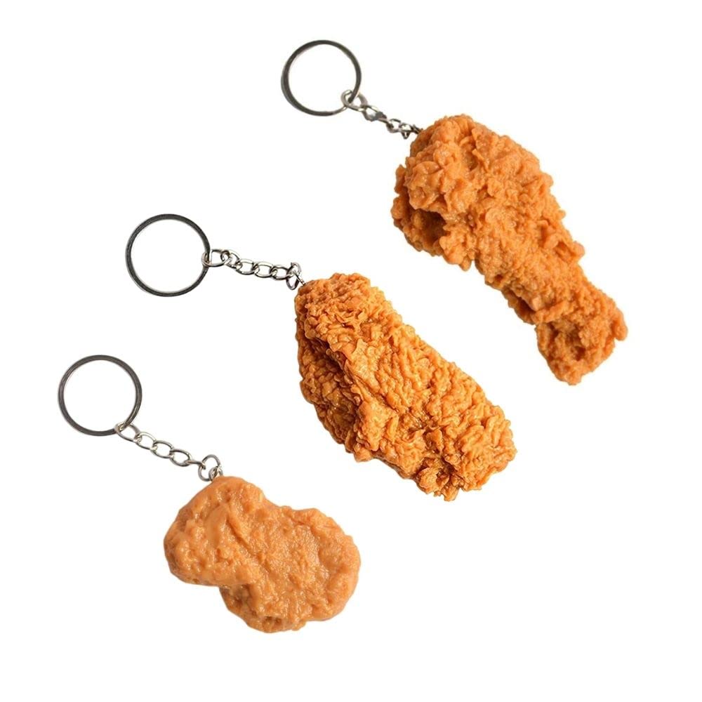 Fuqimanman2020 Imitation Food Keychain Fried Chicken Leg Chicken Wing Chicken Nugget Keychain Accessories