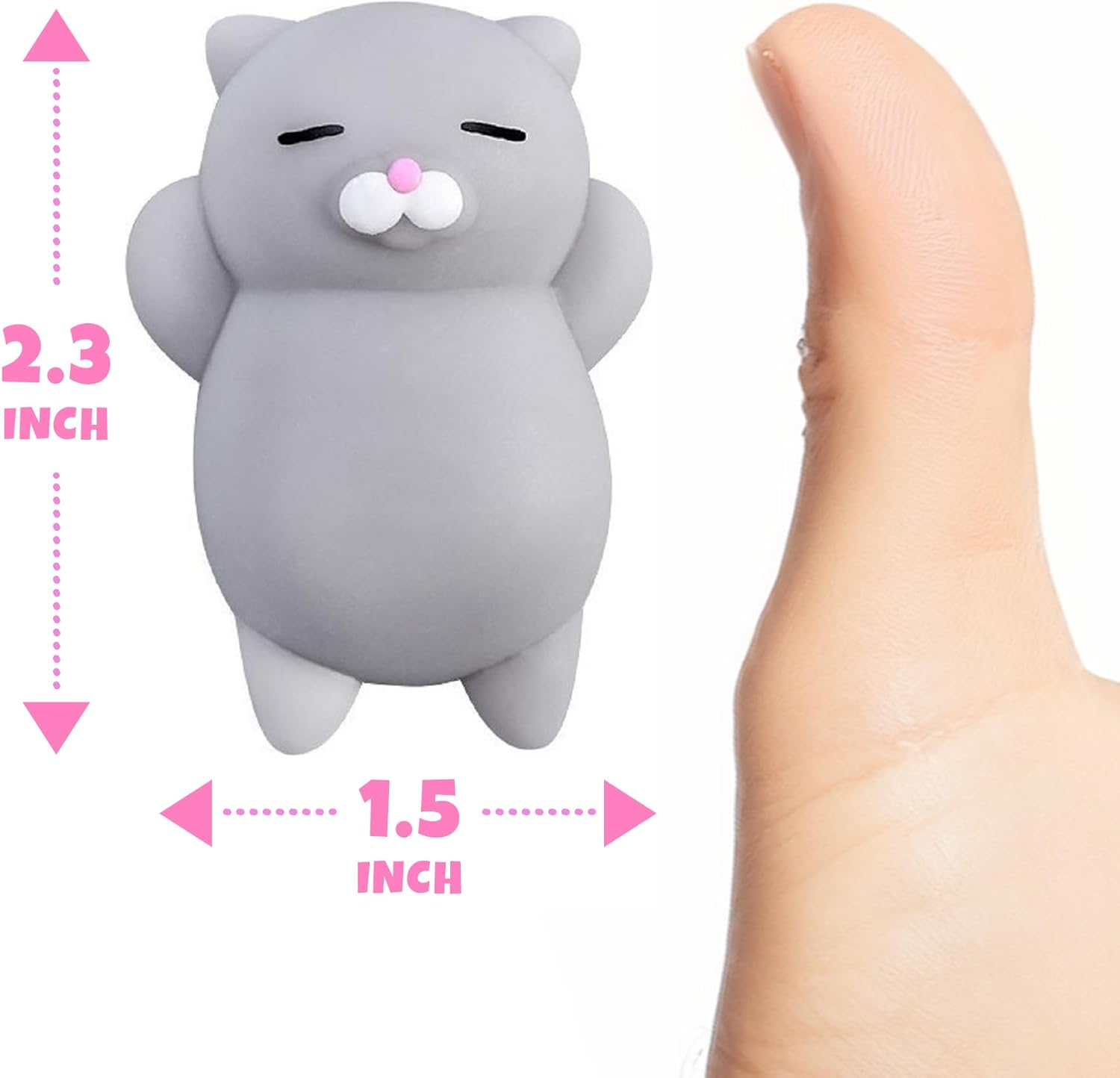 Nutty Toys Squishy Cat Set - 2 Soft Silicone Kawaii Kitties Top Stress Relief Toy 2023 Unique Gifts for Teens Kids Women Men Adults Best Teenage Girls Teen Boy Tween Christmas Stocking Stuffers Idea