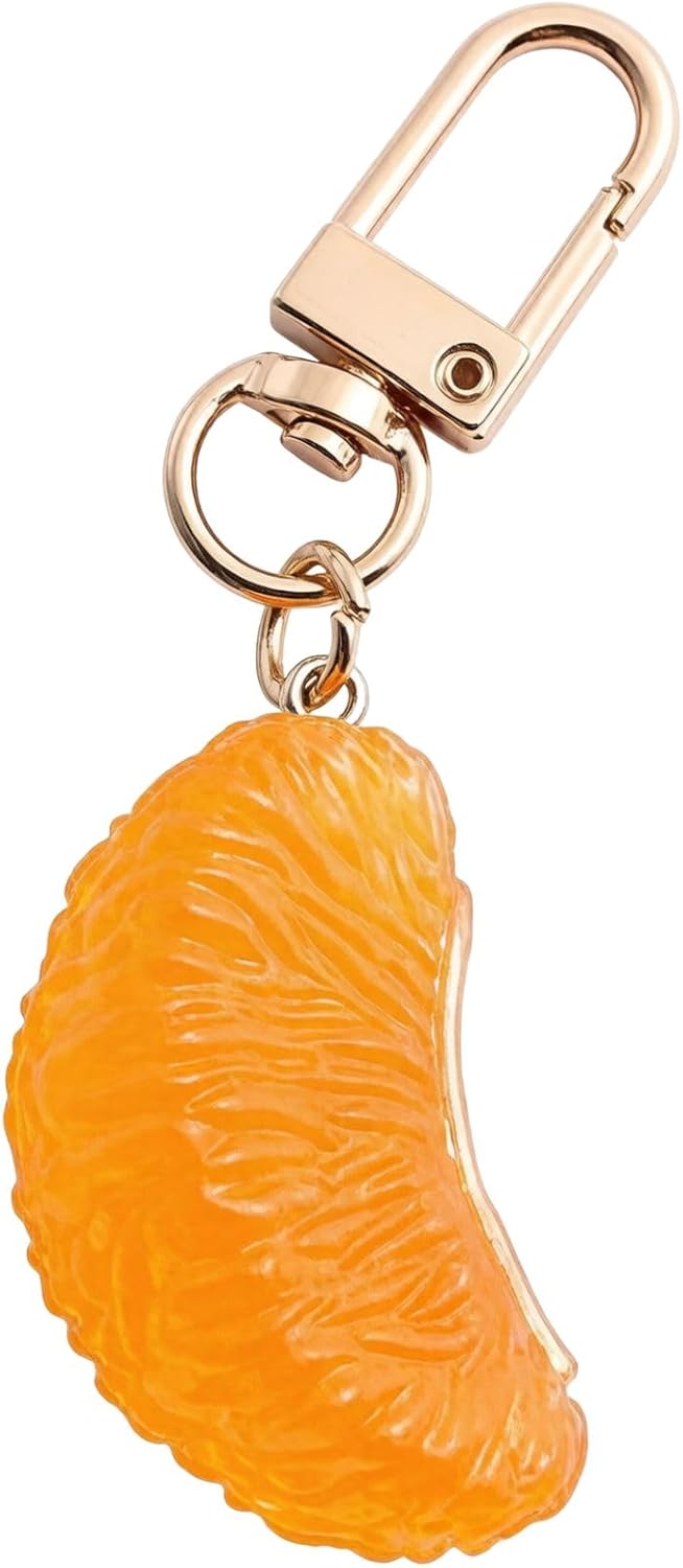 Orange Petal Car Keychain, 2026 New Decorative Fruit Key Holder, Bag Charm Accessory, Men Women Creative Interesting Novelty Stylish Mini Simulated Food Fruit Keychain Key-ring Pendant
