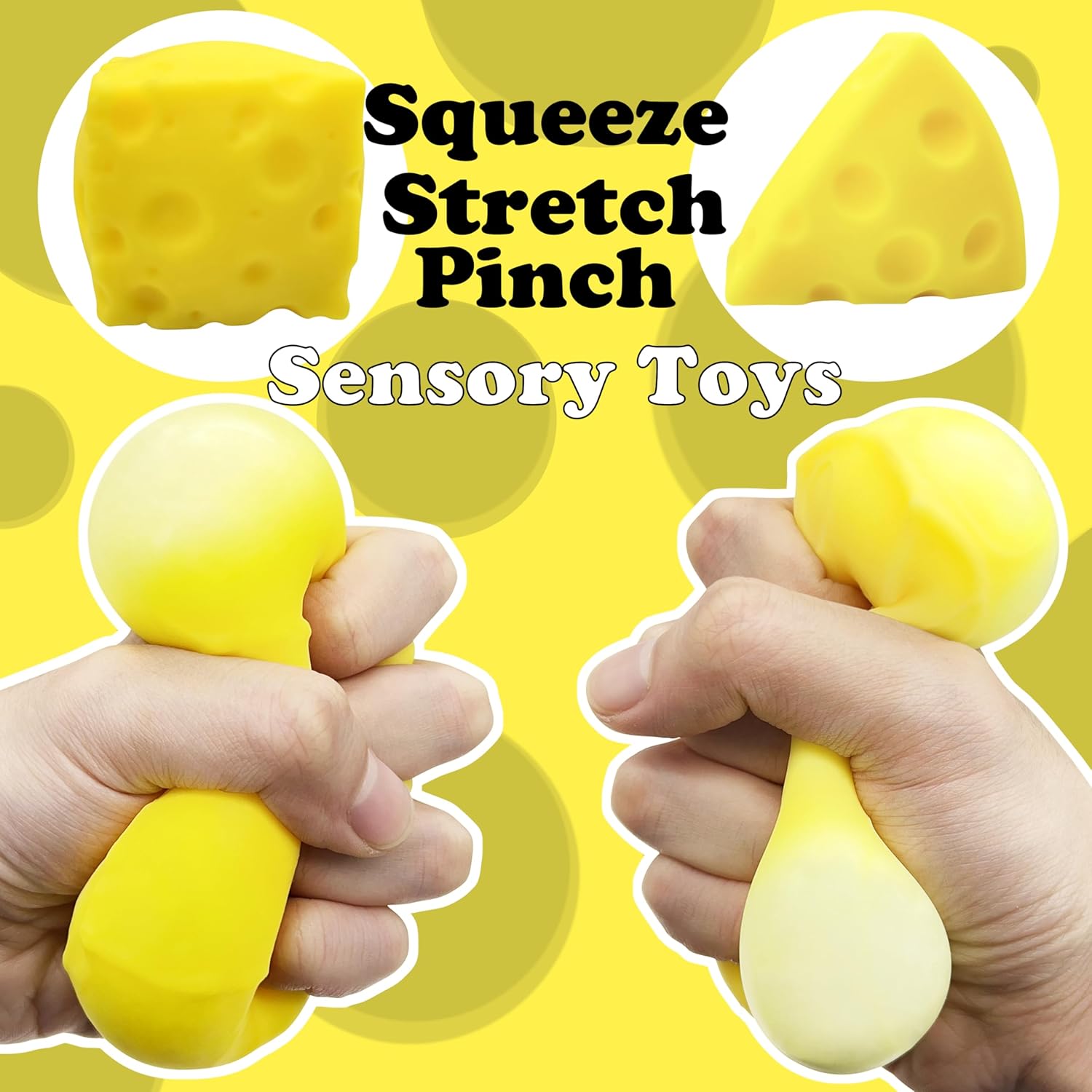 ZTATU Cheese Squishy Fidget Toys Stress Balls for Adults (2PCS) Cheese Squeeze Stress Ball Sensory Fidget Toys, Stress Relief Gifts Party Favors Easter Basket Stuffers
